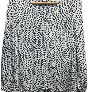 J Crew Factory Black and White Polka Dot Blouse